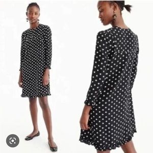 EUC J Crew black with white star silk dress in size 8